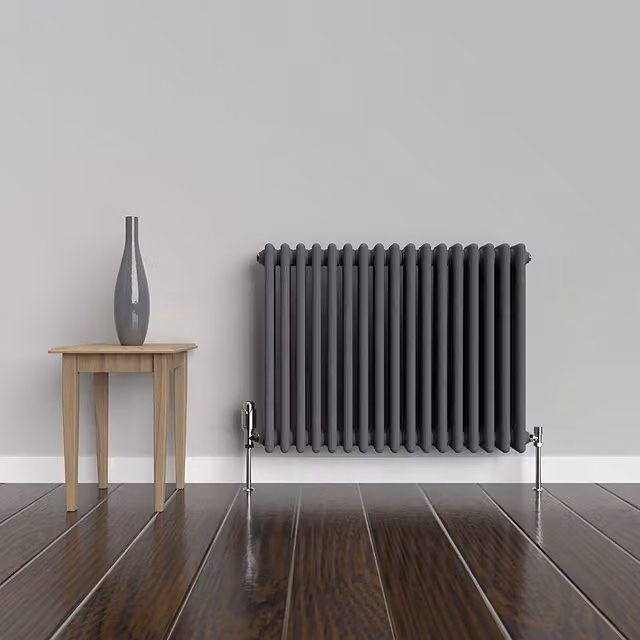 Lux Heat Horizontal 3 Column Steel Radiator in Anthracite Grey, W: 60.0 cm, H: 78.5 cm