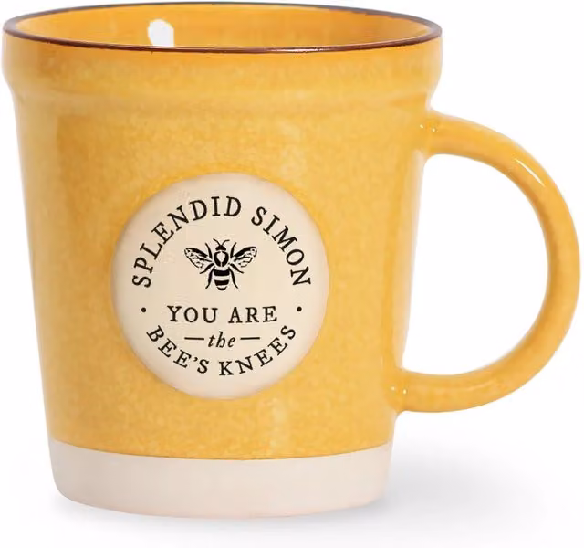History and Heraldry Simon Pre-personalised Plant Pot Mug in Yellow Stoneware