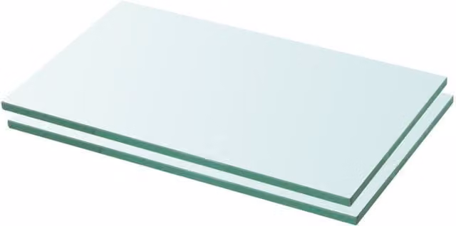 Berkfield Home Wall Mounted Glass Shelves, 2 Pack, Clear, W: 30 cm, D: 12 cm