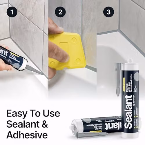 Hemway Hybrid Polymer Kitchen and Bathroom Sealant and Adhesive, Grey, 3 x 300ml – 2