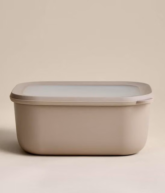 M&S Large Plastic Storage Container with Snap Lid in Beige and Transparent
