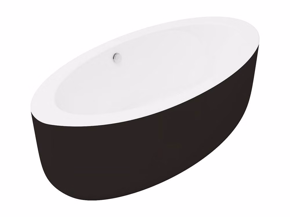 Marmati Oval Freestanding Acrylic Bathtub with Apron, Black, W/D/H: 185 x 90 x 58 cm – 3