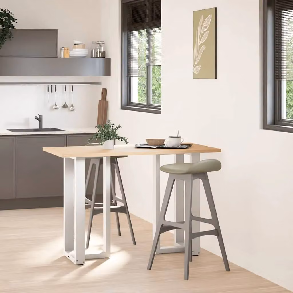 Berkfield T-Shaped Home Bar Table Legs, 2 Piece White Steel Set, W: 50 cm, D: 35 cm, H: 90-91 cm – 2