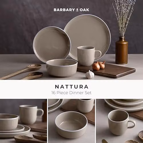 Barbary & Oak Nattura 16 Piece Stoneware Dinnerware Set in Cashmere Beige – 5