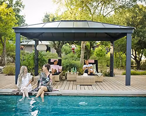 Palram Canopia Dallas Modern Hip Garden Gazebo in Anthracite Grey – 2
