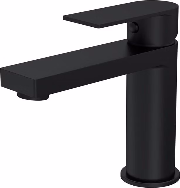 Balterley Square Mono Basin Mixer Tap with Push Button Waste, Matt Black, H x W x D: 16.6 x 5.0 x 14.9 cm