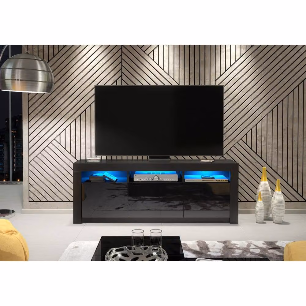 Creative Furniture Shine TV Unit, Black Glossy MDF, W/D/H: 160 x 35 x 60 cm – 2
