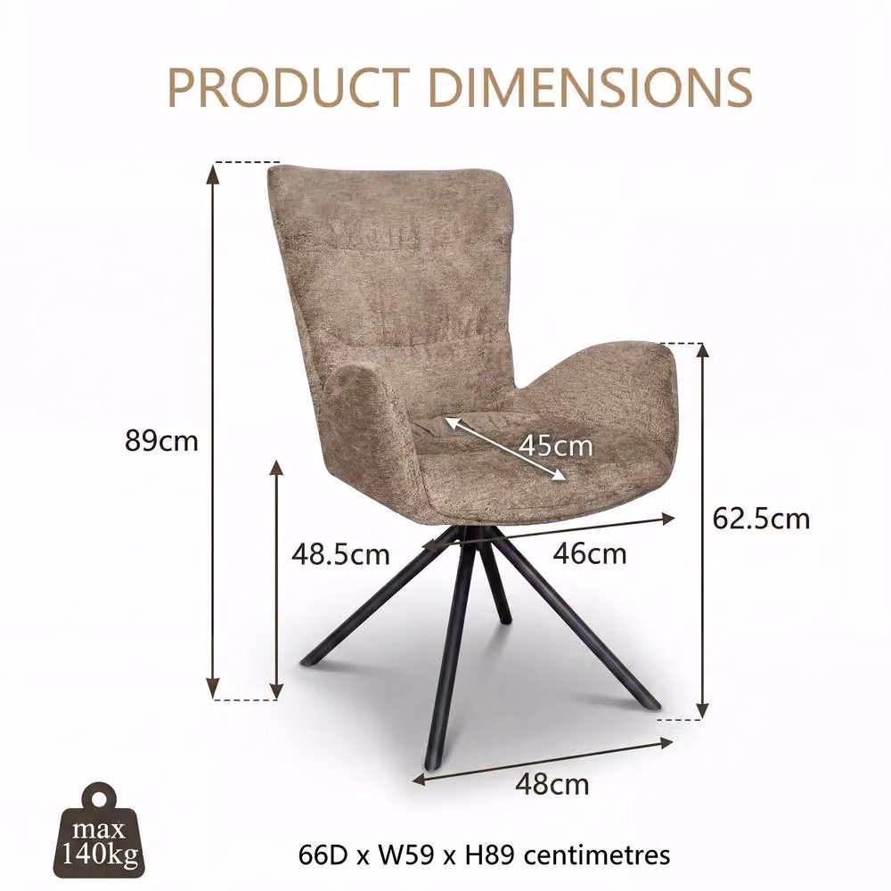 SONARA Brown Chenille 360 Degree Swivel Tub Accent Chair with Armrests – 2