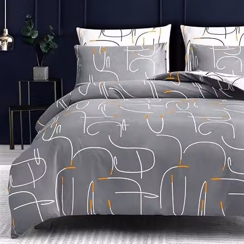 Pamposh King Size Reversible Microfibre Duvet Cover Set in Grey with Zipper Closure, W/D/H: 220 x 220 x 180 cm