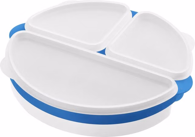 Orsina 3 Piece Airtight Microwave Safe Plastic Container Set in White and Blue
