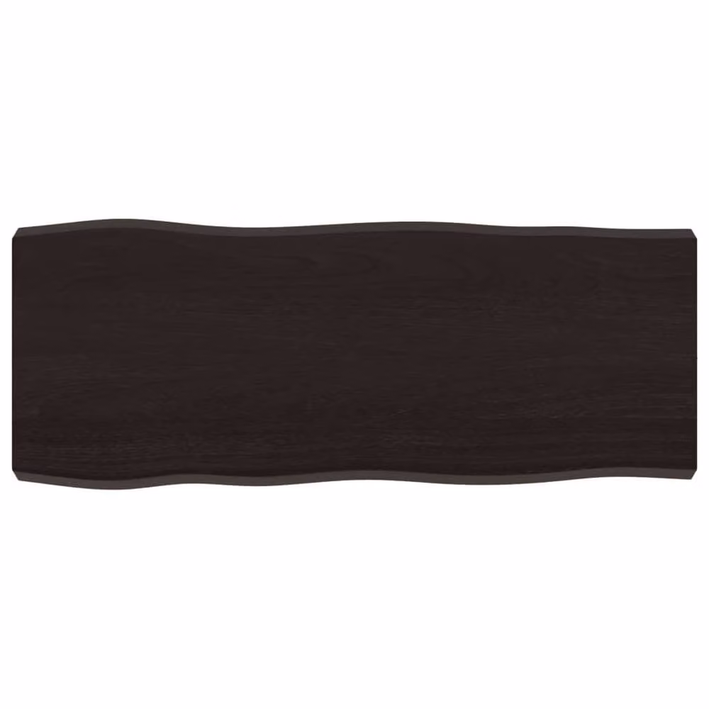 Berkfield Home Table Top Live Edge Solid Oak Wood in Dark Grey and Dark Brown, W: 100 cm, D: 40 cm, H: 2-6 cm – 2