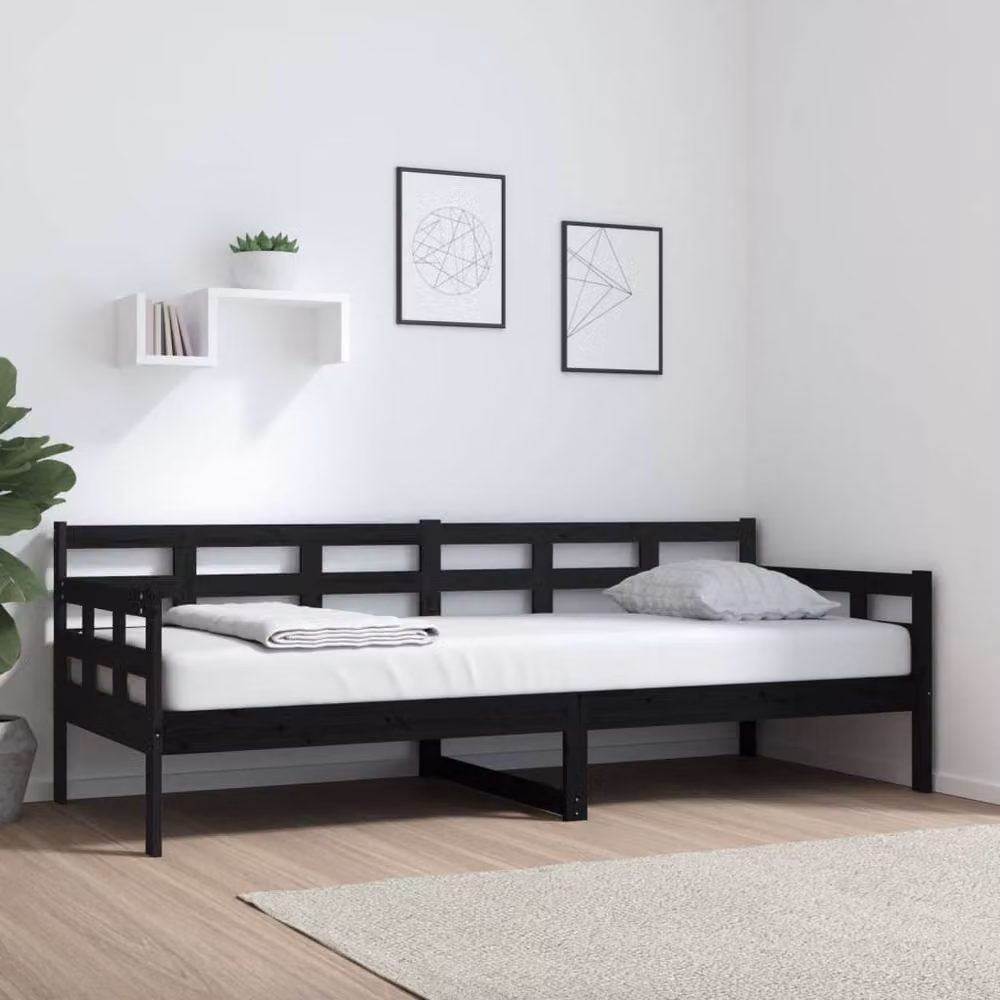 Berkfield Home Rustic Black Solid Wood Pine Day Bed W: 80 cm, L: 200 cm – 2