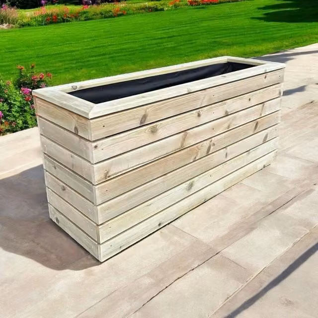 Buttercup Farm London Garden Planter in Brown, Pressure Treated Wood, W: 40 cm, D: 90 cm, H: 40 cm