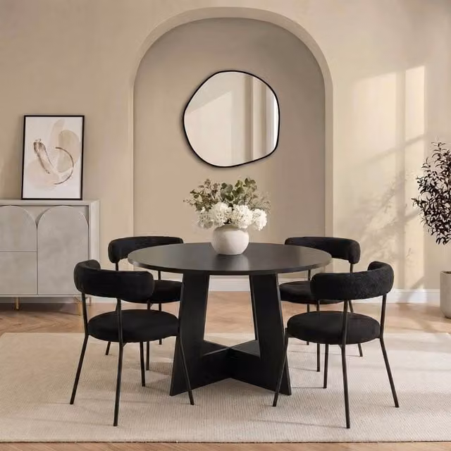 OHS Modern Round Dining Table in Black Matt MDF Laminate – 1