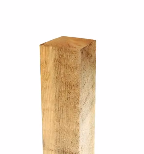 Primrose Square Wooden In-Ground Fence Post in Natural Brown, H x W x D: 244.48 x 7.5 x 7.5 cm – 1