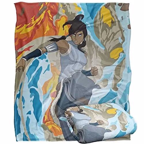 Logovision Nickelodeon Legend of Korra Avatar Super Soft Fleece Throw Blanket in White, W/D/H: 152 x 127 cm – 1