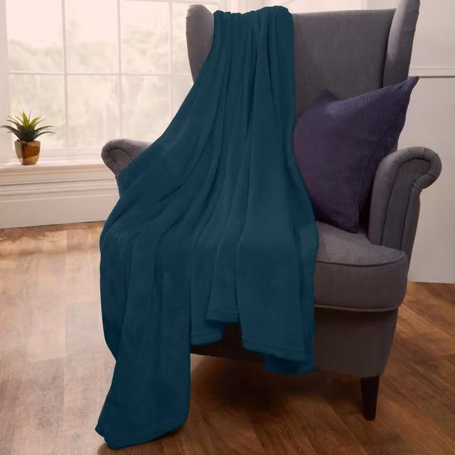 Brentfords Super Soft Fleece Blanket in Petrol, W/D/H: 200 x 200 x 1 cm