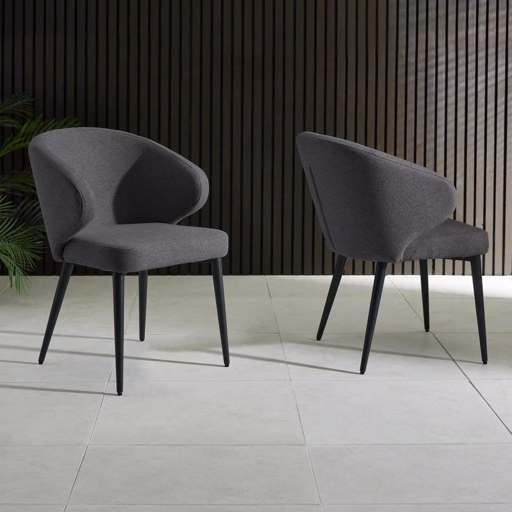 Cheshire Fairmont Modern Fabric Dining Chairs in Mid Grey, Set of 2 – 3