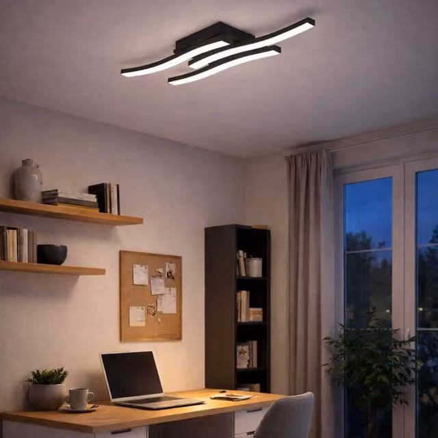 Eglo Cabezas-E 3-Flame LED Wall and Ceiling Light in Black Metal and Plastic with 4000K Cool White Light