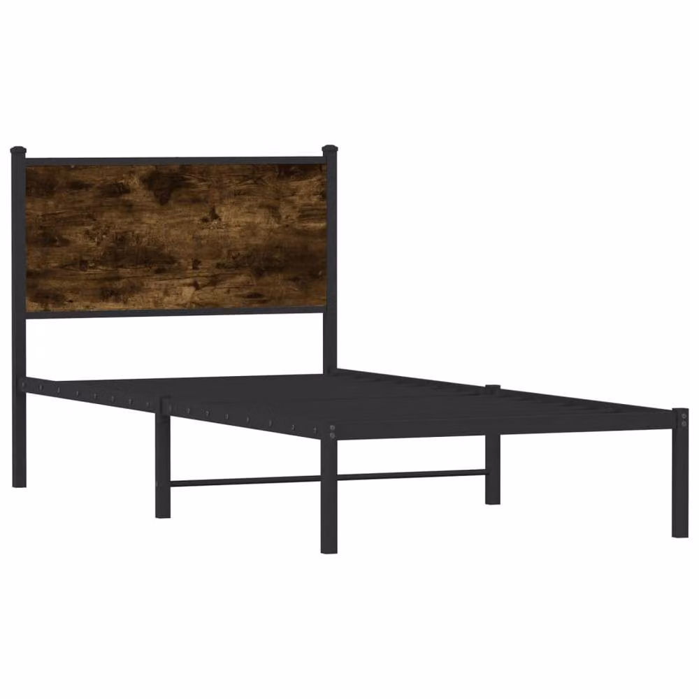 Berkfield Home Metal Bed Frame in Smoked Oak Brown, Small Single, W: 75 cm, L: 190 cm – 3