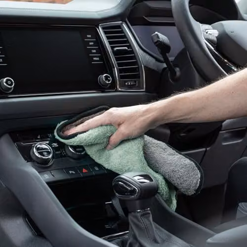 JVL Microfibre Car Cleaning Cloth in Grey, Green and Black, W/D/H: 40 x 40 x 30 cm – 5