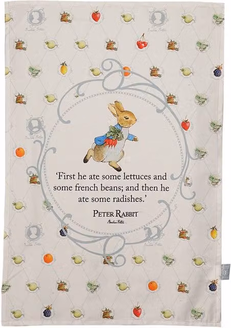 Peter Rabbit Highly Absorbent White Cotton Tea Towel