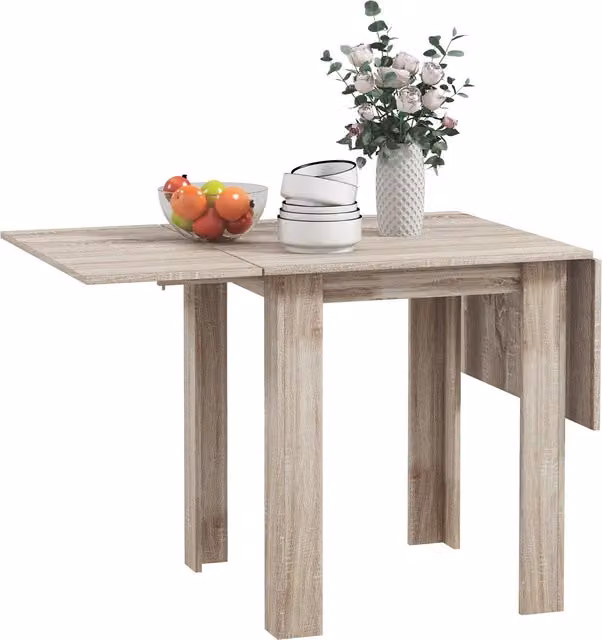 HOMCOM Extendable Drop Leaf Folding Kitchen Dining Table in Oak Brown