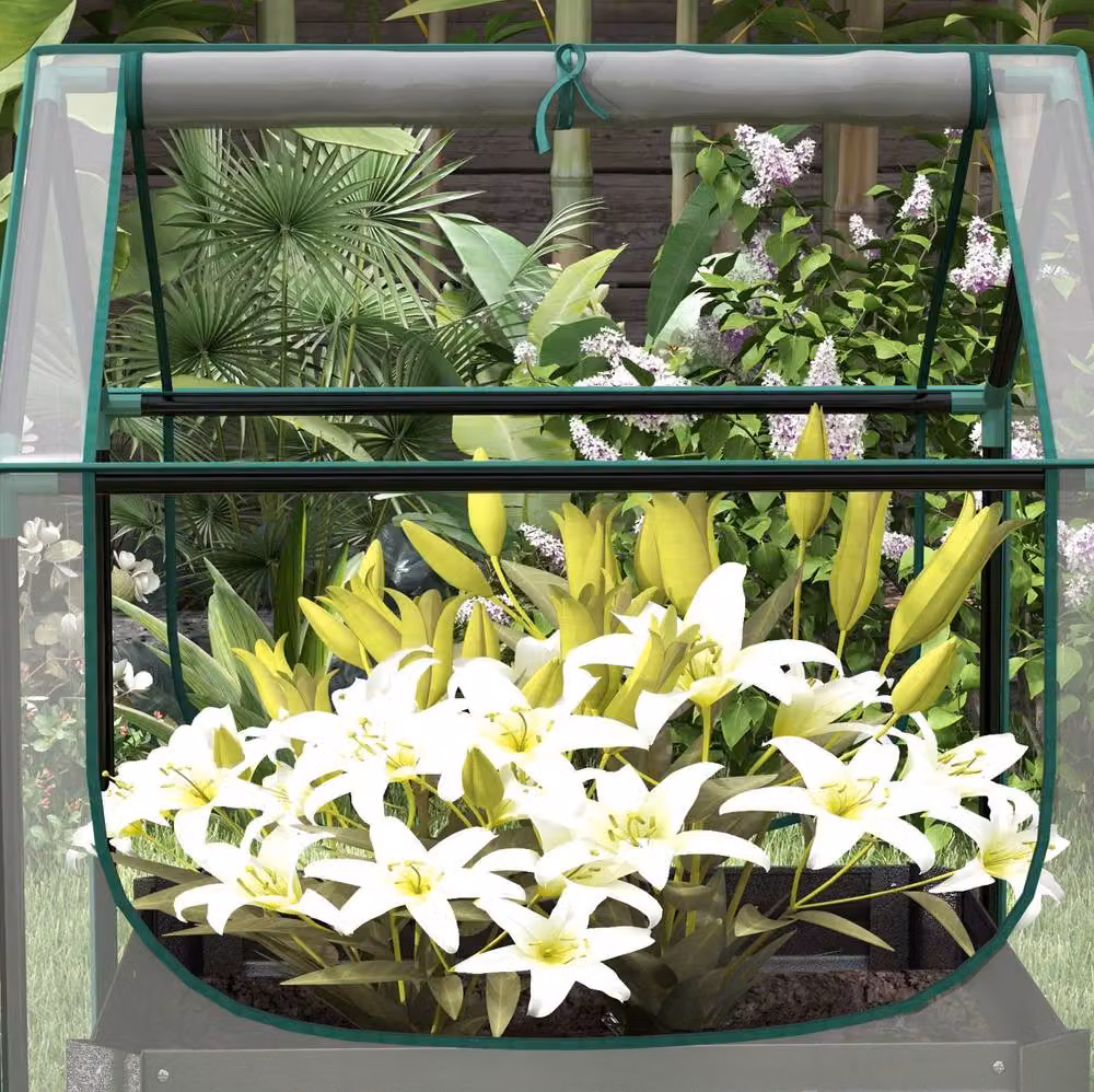 STILVORA Raised Planter Bed with Transparent Cover, W/D/H: 70 x 70 x 90 cm – 3