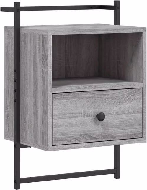 Berkfield Home Wall-mounted Bedside Cabinet in Grey Sonoma, W: 40 cm, D: 30 cm, H: 61 cm