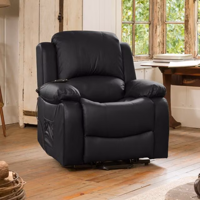 Artemis Home Glendale Electric Riser Recliner with Massage and Heat in Black Synthetic Leather