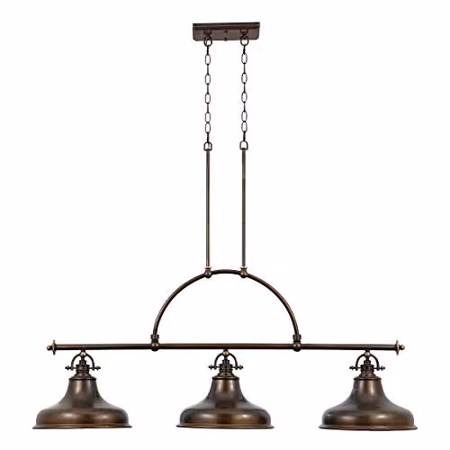 Loops Industrial Bronze Metal Suspended Pendant Light Fitting with E27 LED Bulb Support
