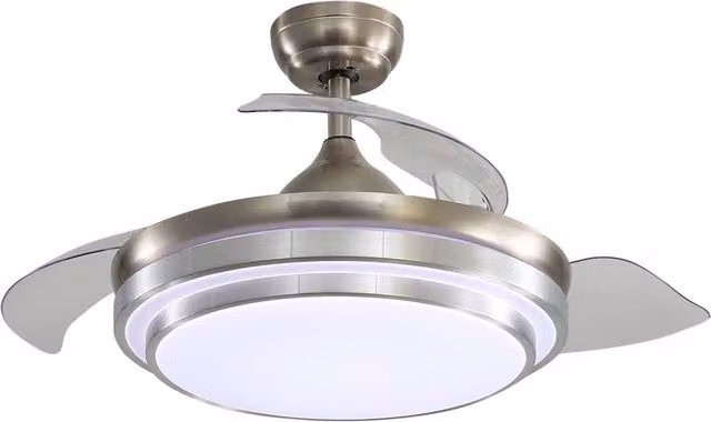 Living Star Modern Round LED Ceiling Fan Light in Silver and White
