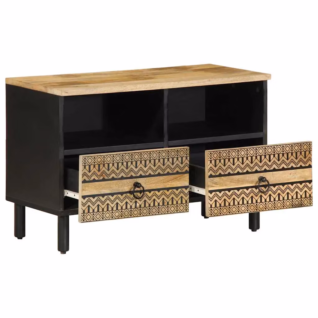 Berkfield Home Industrial Black Mango Wood TV Cabinet W/D/H: 70 x 33.5 x 46 cm – 2