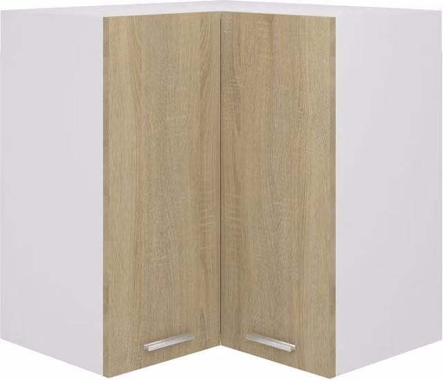 Berkfield Home Sonoma Oak Hanging Corner Cabinet in Brown, W/D/H: 57 x 57 x 60 cm