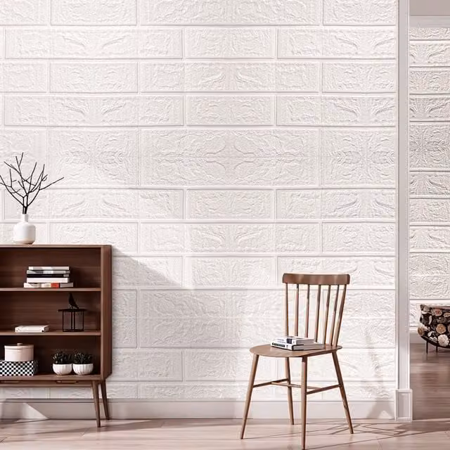 Lifeideas 15 Piece White Brick Effect Self-adhesive Stone Look Wallpaper