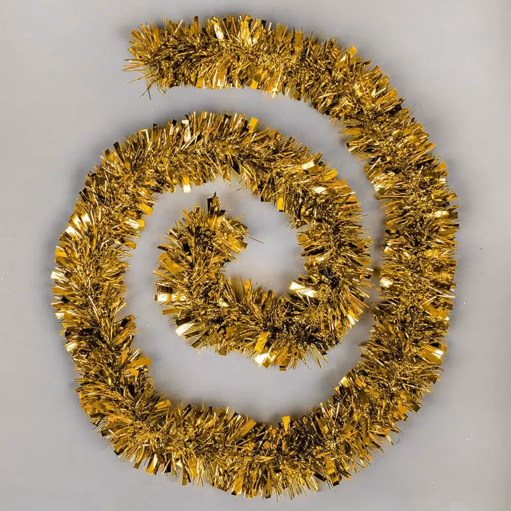 Shatchi Gold Luxury Deluxe Chunky Christmas Tinsel Garland for Xmas Tree Decorations, 1.8m – 2