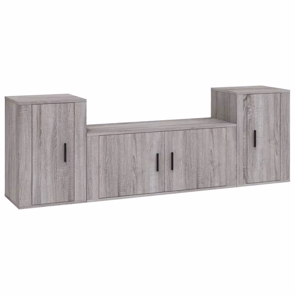 Berkfield Home Classic 3 Piece TV Cabinet Set in Grey Sonoma Matt MDF – 3