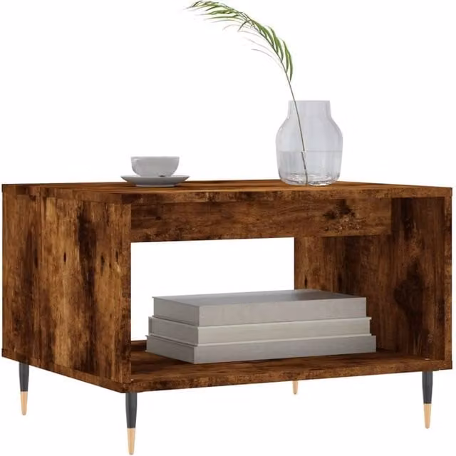 Berkfield Home Decorative Coffee Table in Smoked Oak Brown, W/D/H: 60 x 50 x 40 cm