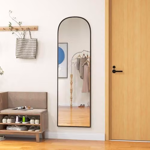 HOMCOM Full Length Rectangular Floor Mirror in Black, H 162 cm x W 50 cm x D 3.5 cm – 3