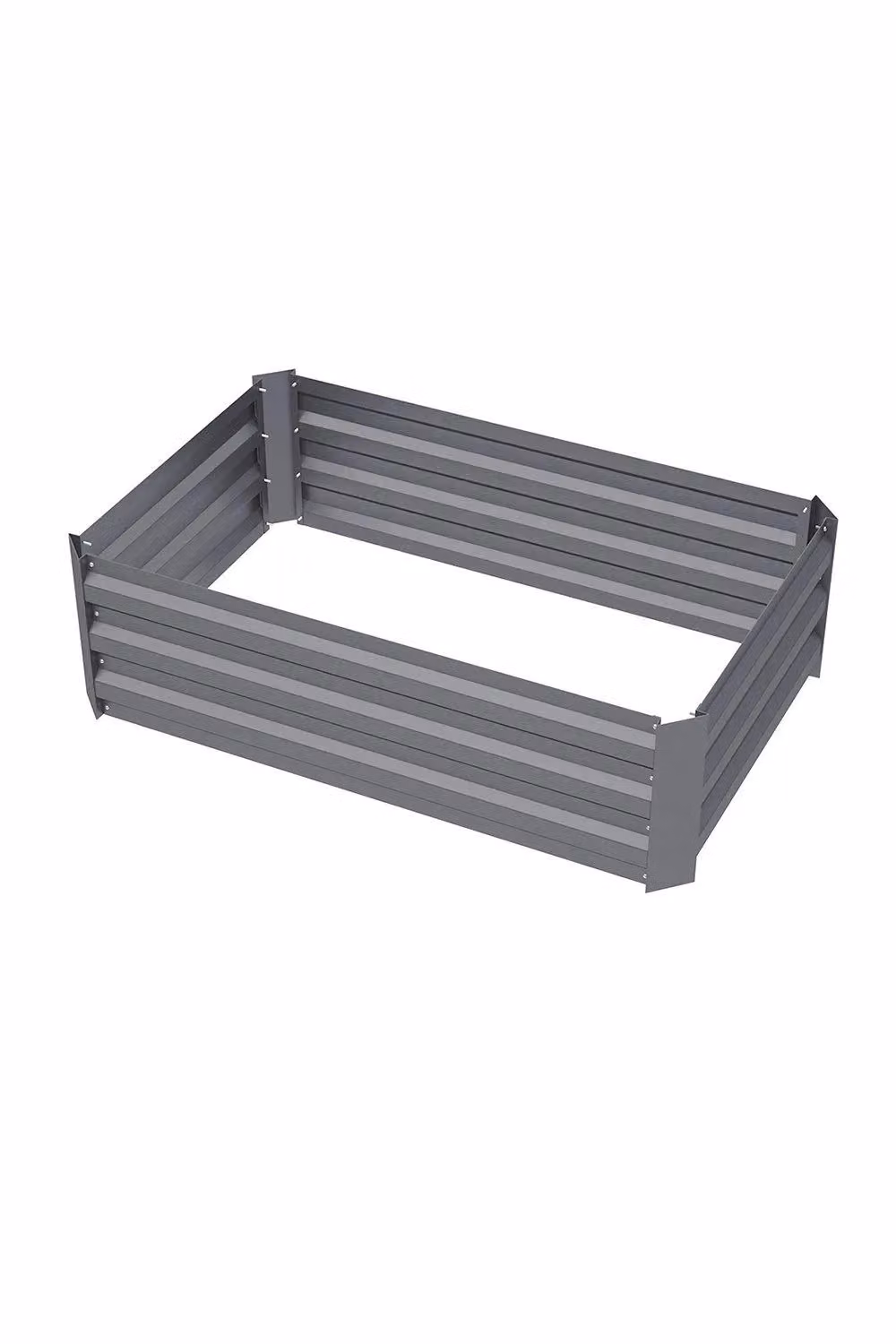 H&O Direct Grey Galvanised Steel Raised Garden Bed Planter Box W: 100 cm, D: 60 cm, H: 30 cm – 3