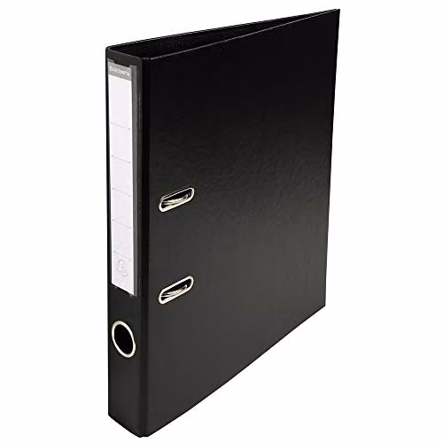 Exacompta Prem'Touch PVC Lever Arch File for A4 Documents, 2 Rings, Black, Spine Width: 50 mm, W/D/H: 32 x 29 x 5 cm