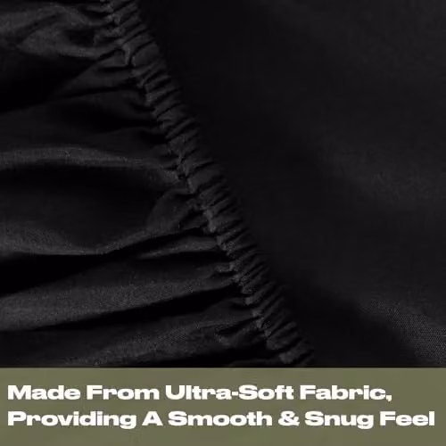 OHS Black Microfibre King Size Deep Fitted Bed Sheet, W/D/H: 180 x 152 x 30 cm – 7