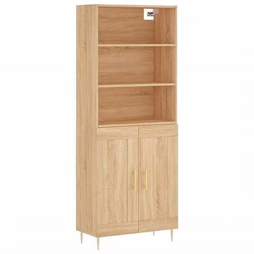 vidaXL Industrial Style Highboard Sideboard in Sonoma Oak and Brown with Metal Feet
