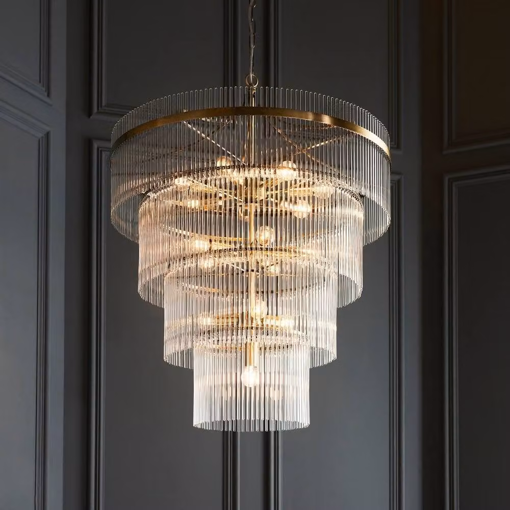 Netlighting Marietta Pendant Ceiling Light in Antique Brass and Clear Glass with 16 x E14 Sockets – 2