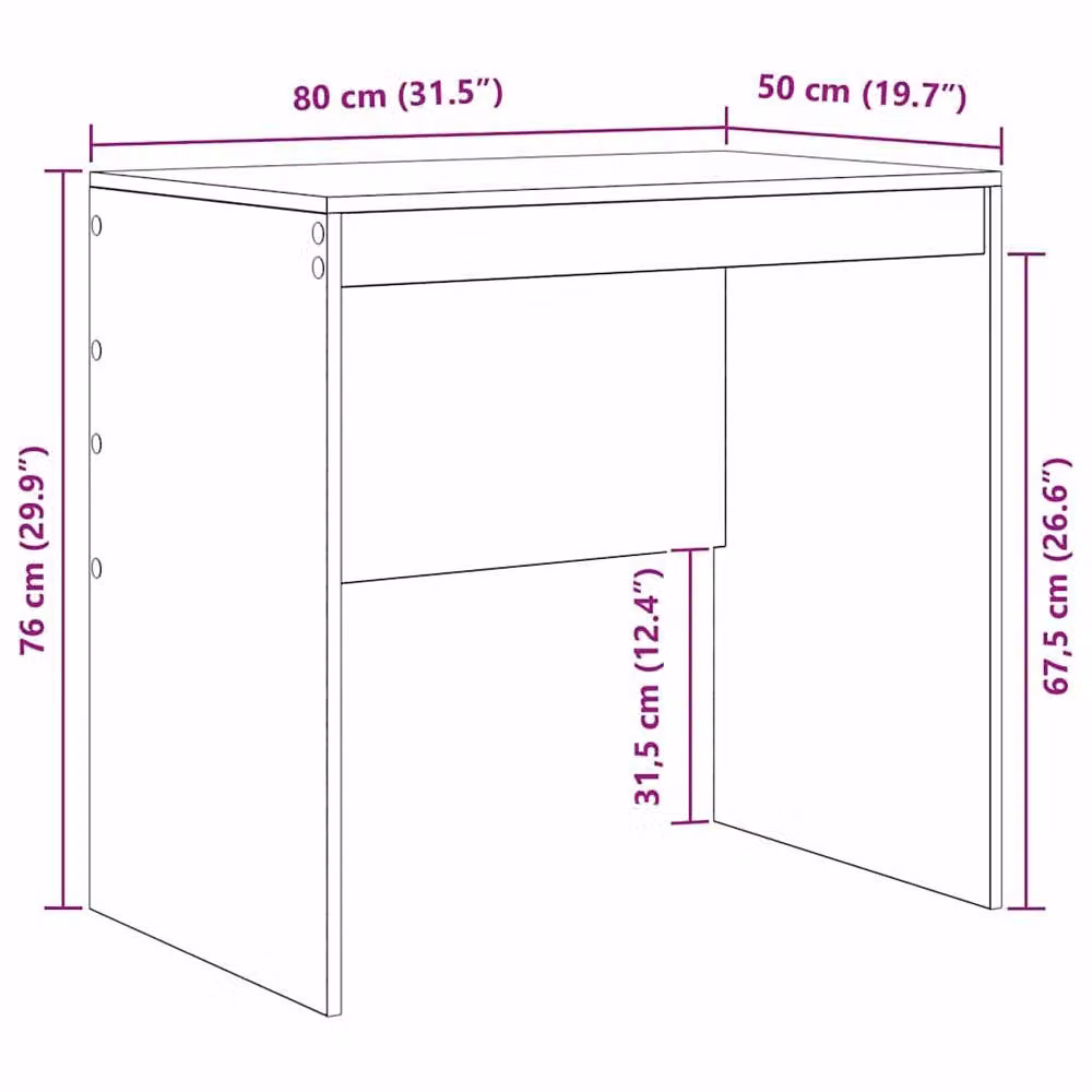 Berkfield Home Grey Sonoma Writing Desk in Engineered Wood W: 80 cm, D: 50 cm, H: 76 cm – 5