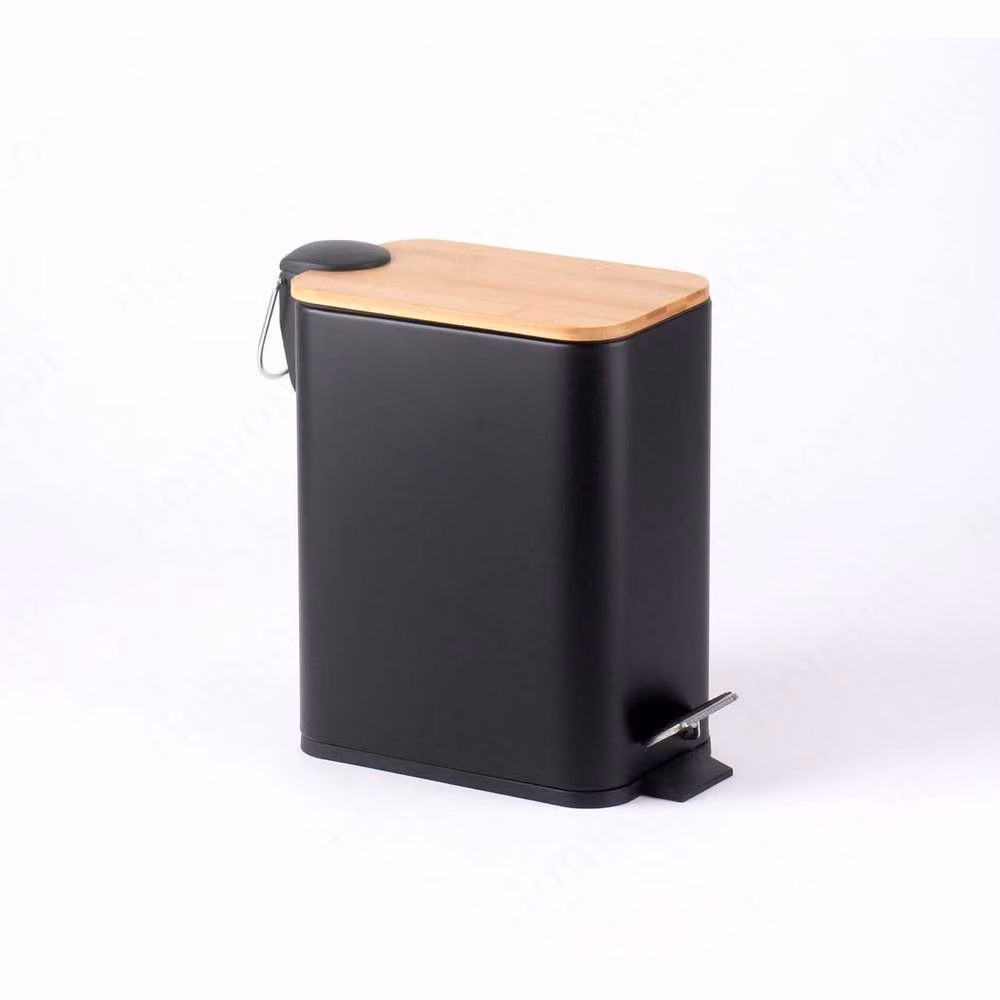 EONLION Black Steel 5 Ltr Pedal Bin with Soft Close and Fingerprint Proof Finish – 4
