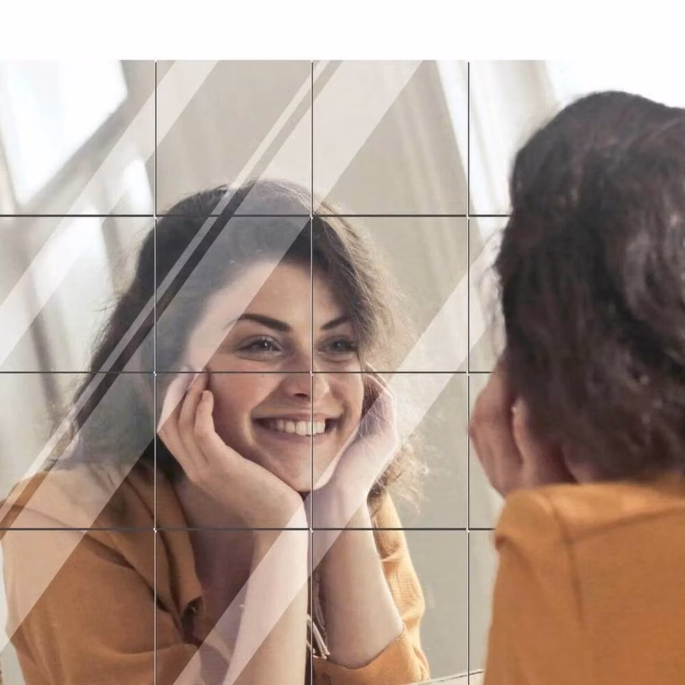SPETLEK Silver Square Self Adhesive Glass Mirror Wall Sticker, W: 100 cm, H: 60 cm – 2