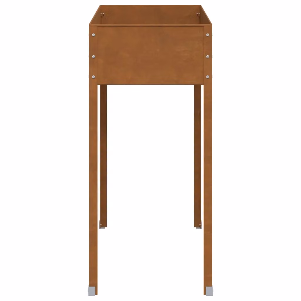 Berkfield Brown Weathering Steel Garden Planter Tub W: 100.5 cm, D: 40.5 cm, H: 90 cm – 3