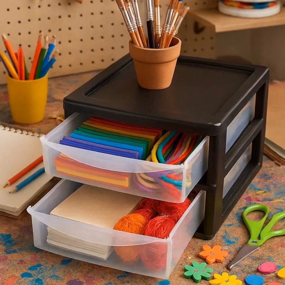 FLAVORA A4 2 Drawer Plastic Storage Unit in Black – 4