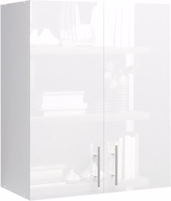 JD Greta Modern White Gloss Kitchen Wall Unit with Glass Doors